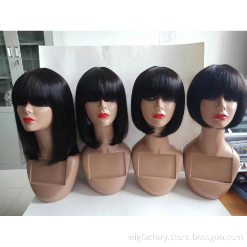 Brazilian straight lace front wig 100% human hair,human hair wig with bang,straight wig human hair Pre Plucked